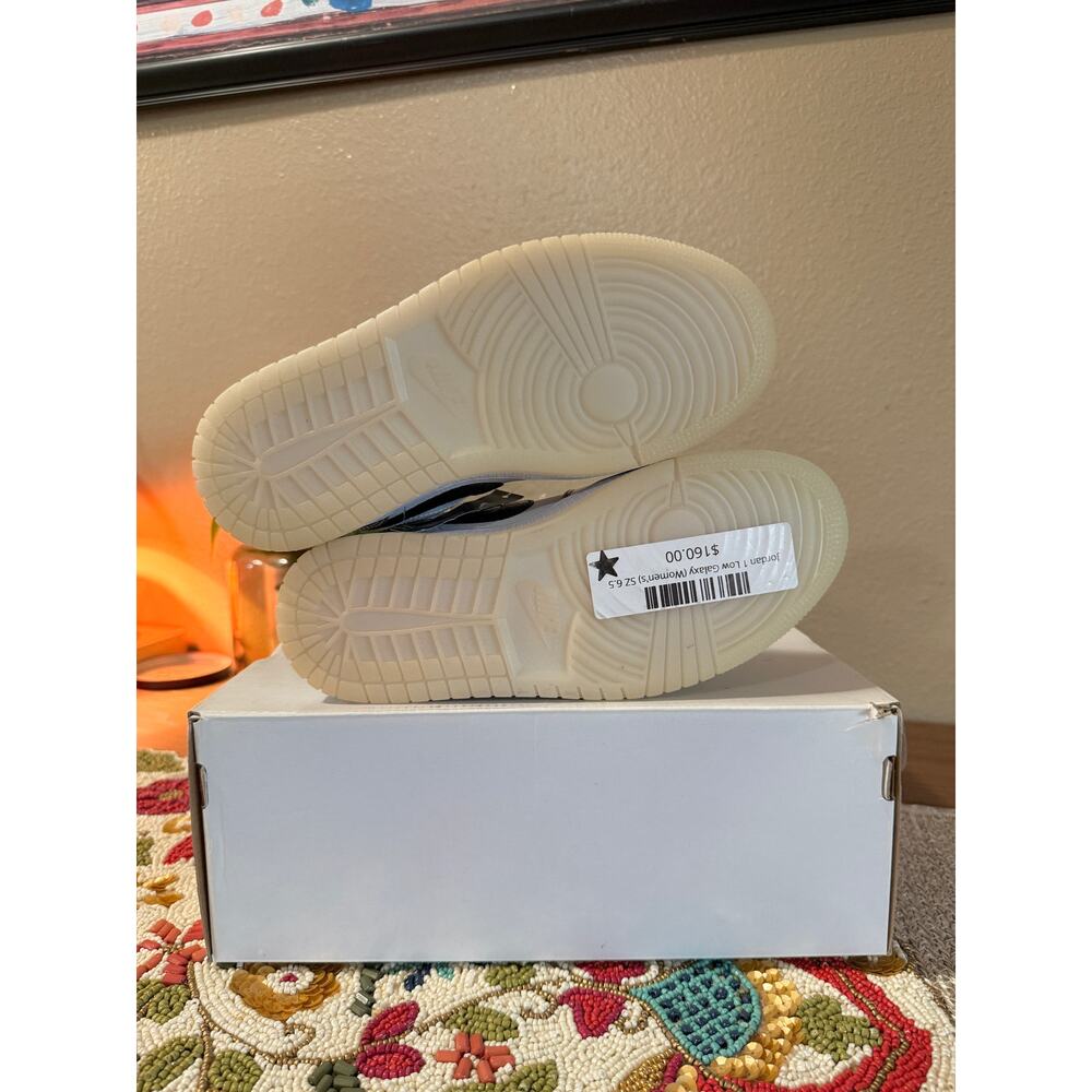 Women's Jordan 1 Low Multicolor Galaxy White Black Patent Leather CW7310 909 - Picture 6 of 9